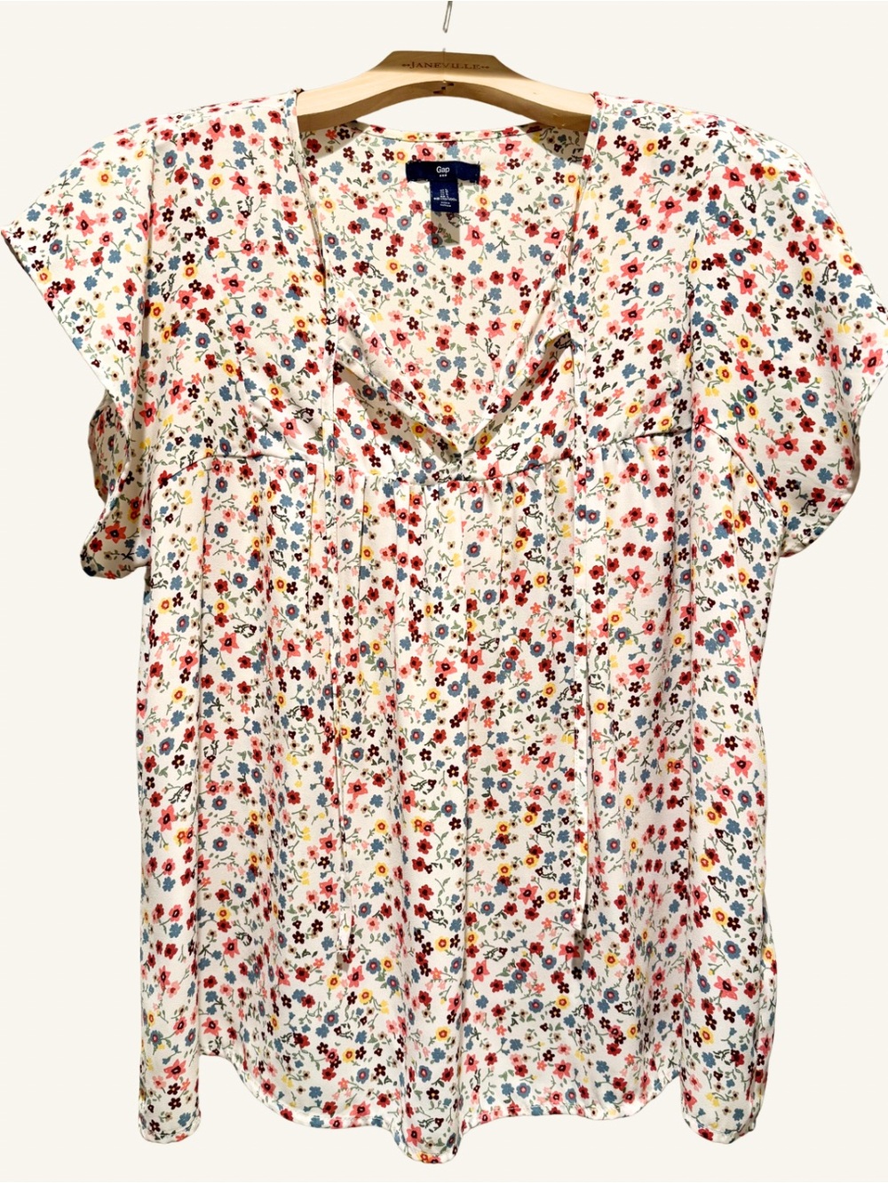 Gap Floral Ditsy Floral Print Flutter Sleeve Blouse - White Multi
